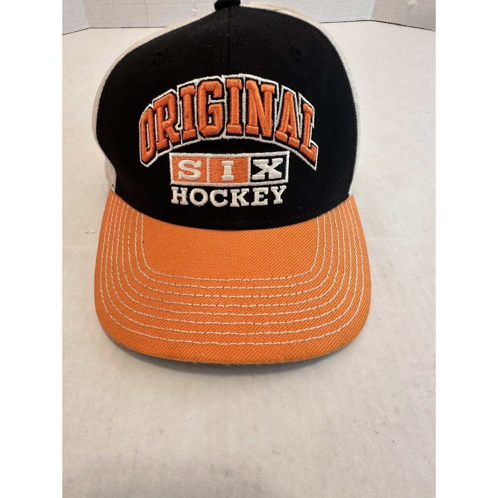 Original Six Hockey Fitted Hat Orange Black Cream CCM Size S/M
